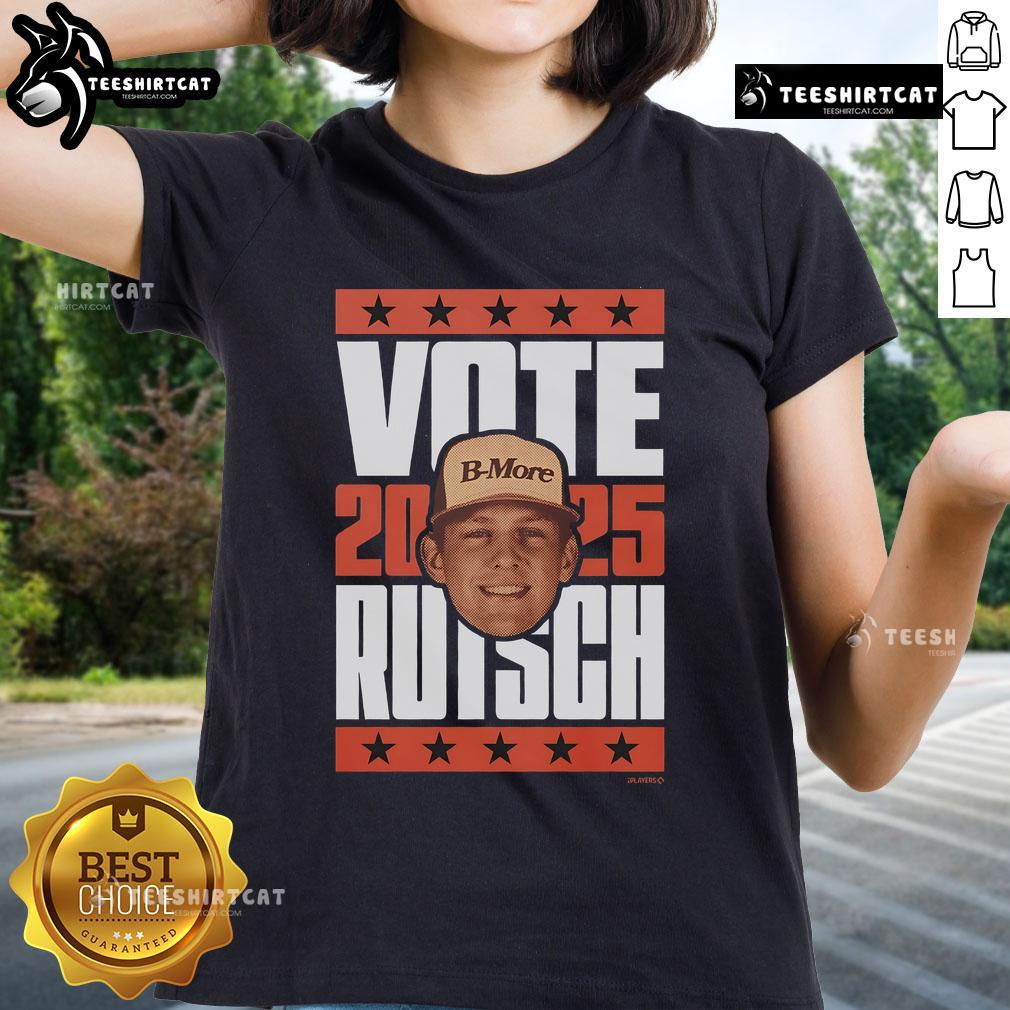 Adley Rutschman 2025 Vote Ladies Tee featuring a stylish design and vibrant colors for fans and supporters.