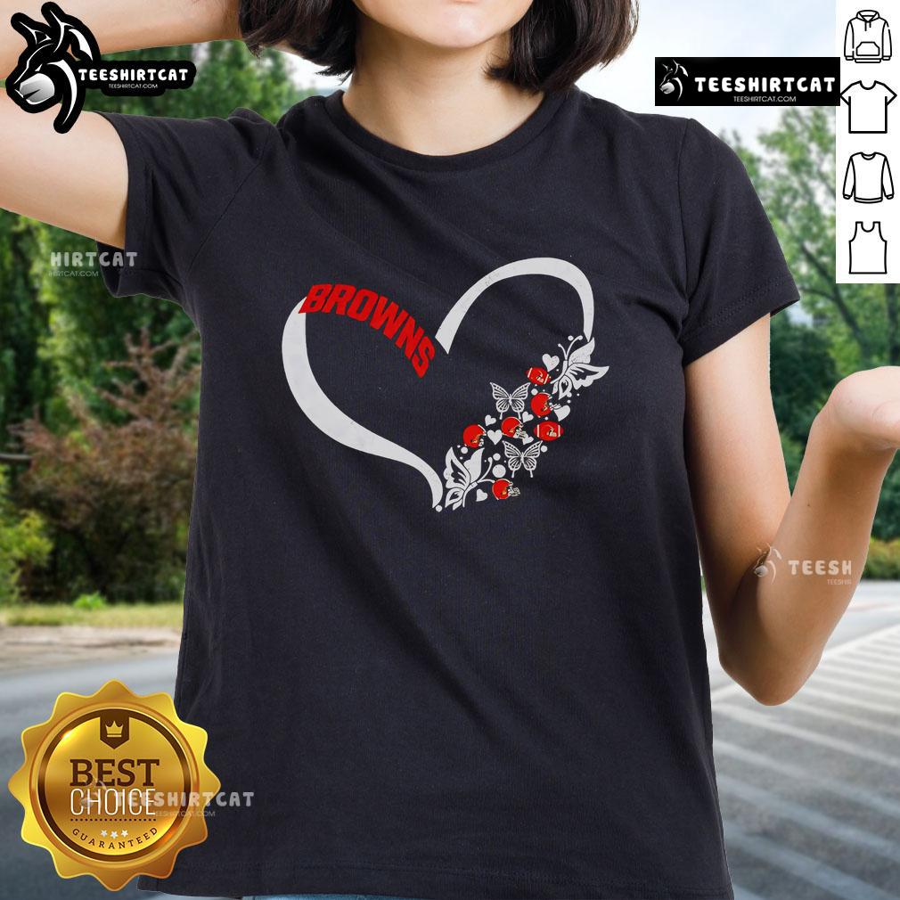 Womens Cleveland Browns NFL tee featuring 'Nice Butterflies In My Stomach' design for fans and supporters.