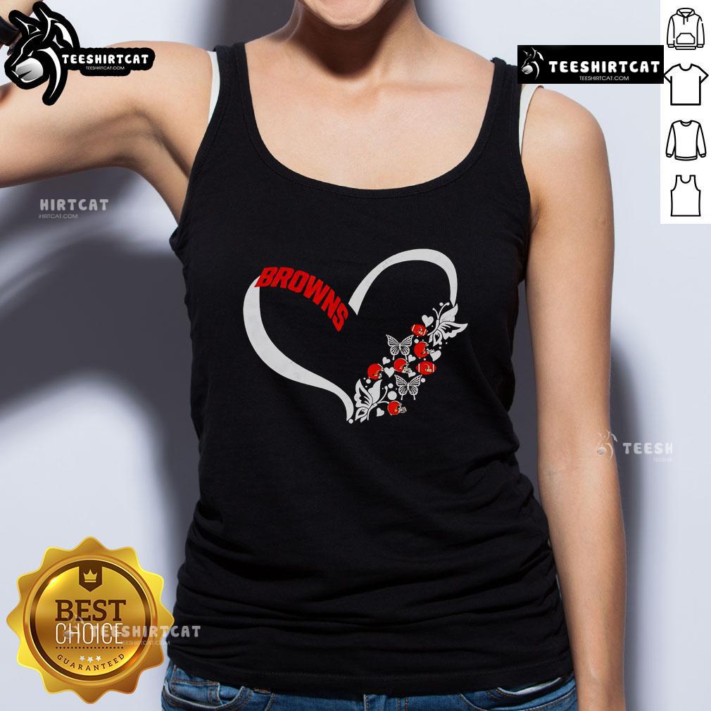 Cleveland Browns NFL tank top featuring a playful design with butterflies and the phrase 'Nice Butterflies In My Stomach.'