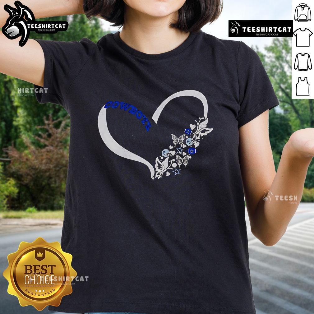 Dallas Cowboys NFL ladies tee featuring a fun 'Nice Butterflies in My Stomach' graphic design.