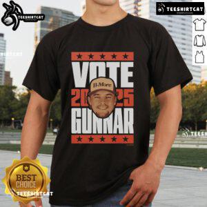 Alt Text: Nice Gunnar Henderson 2025 Vote T-Shirt featuring bold graphics, perfect for fans supporting the baseball star.