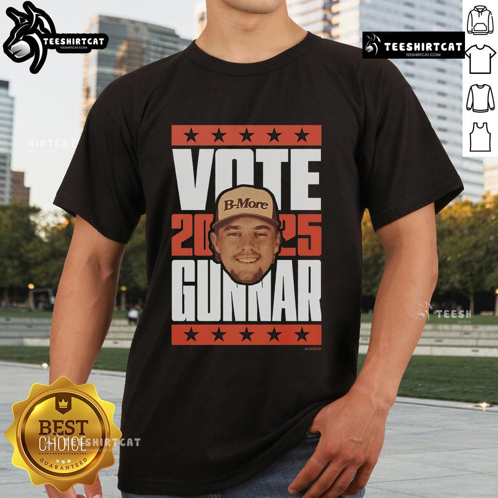 Alt Text: Nice Gunnar Henderson 2025 Vote T-Shirt featuring bold graphics, perfect for fans supporting the baseball star.