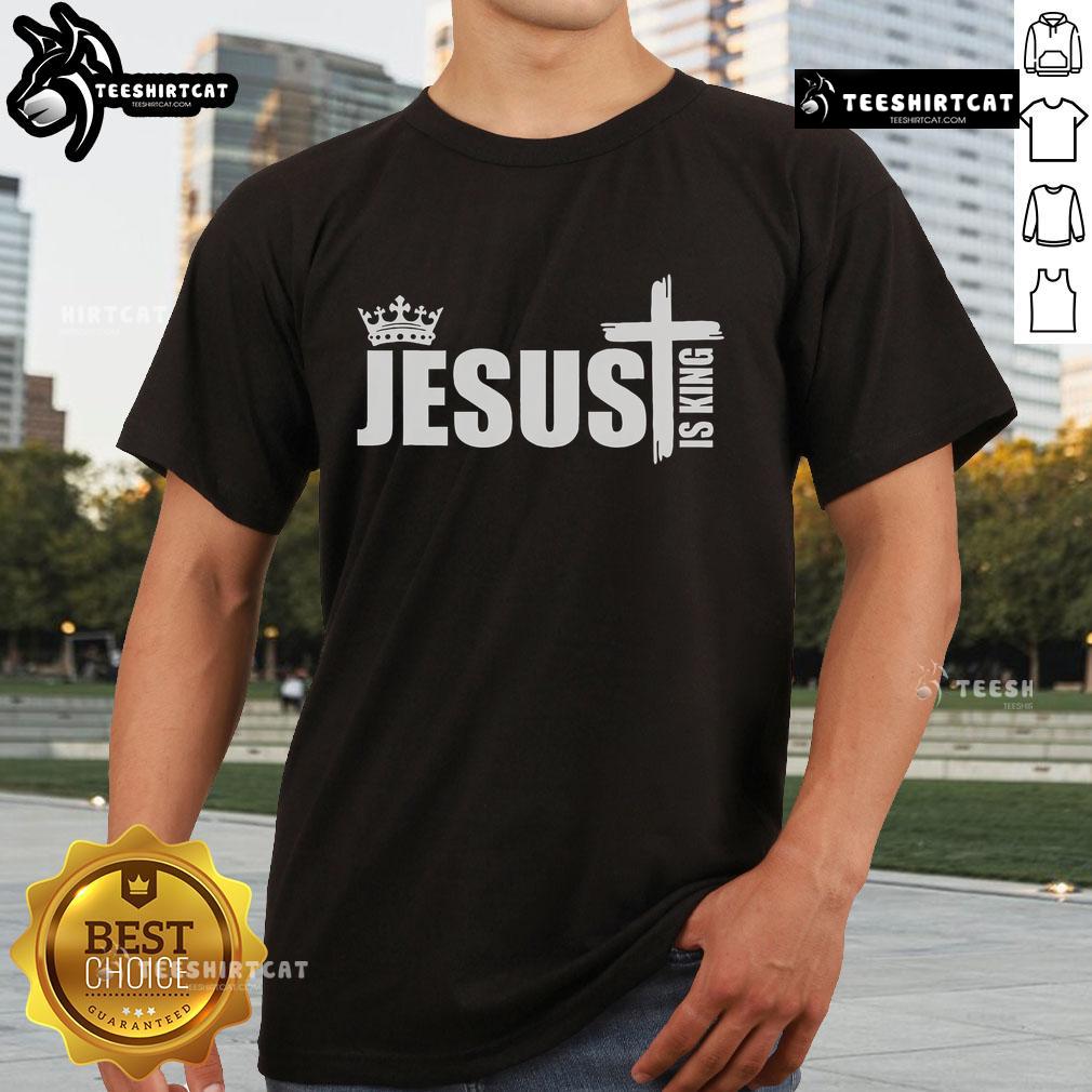 Nice Jesus Is King crown logo T-shirt featuring a simple, stylish design perfect for fans of faith-based apparel.