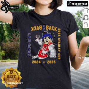 Nice Mickey Florida Panthers Back to Back 2025 Stanley Cup Champions ladies tee featuring vibrant team graphics.