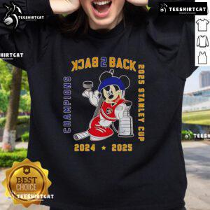 Alt Text: Nice Mickey Florida Panthers Back-to-Back 2025 Stanley Cup Champions Sweatshirt showcasing team pride and style.