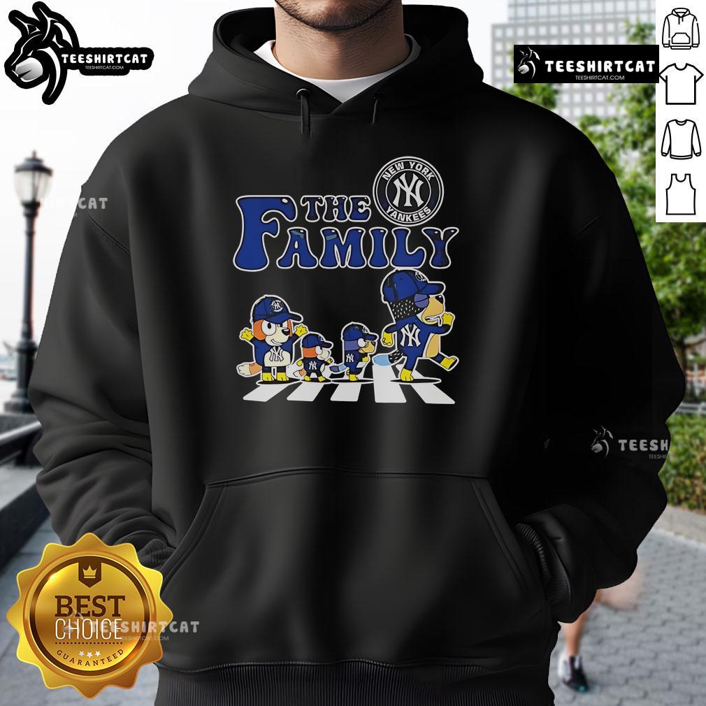 Alt Text: Family wearing Nice The Family Bluey New York Yankees Abbey Road Hoodie, showcasing a stylish and fun design.