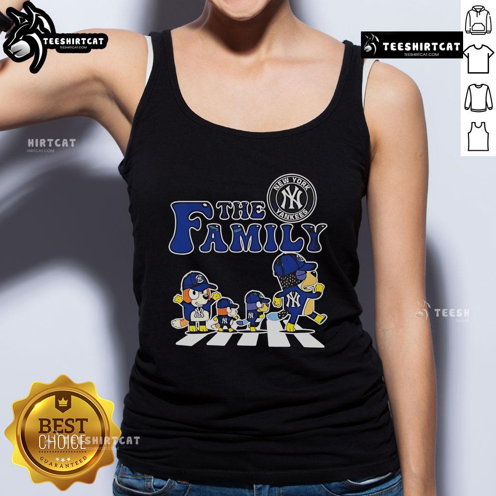 Alt Text: Nice The Family Bluey New York Yankees Abbey Road tank top featuring playful design and vibrant colors.