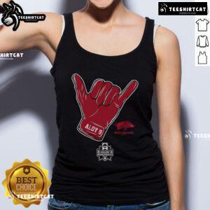 Official Arkansas Baseball Wehiwa Aloy CWS Shaka Tank Top featuring vibrant design and comfortable fit for fans.