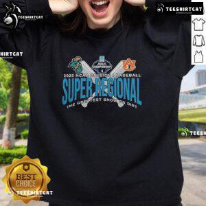 Official Auburn Tigers vs Coastal Carolina 2025 NCAA Baseball Super Regional sweatshirt, featuring team colors and logo.