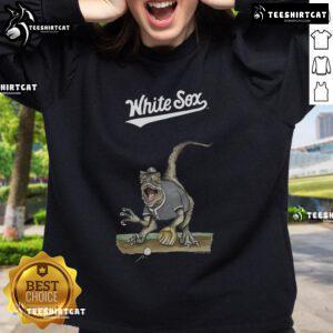 Official Chicago White Sox Tiny Turnip Velociraptor Sweatshirt featuring a playful dinosaur design, perfect for fans.