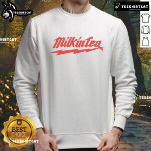 Official Colin Furze Milk in Tea logo on a stylish bolt sweatshirt, perfect for fans and casual wear.