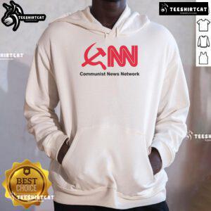 Official Communist News Network hoodie featuring bold logo and vibrant design, perfect for stylish political expression.