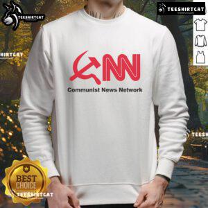 Alt Text: Official Communist News Network Sweatshirt featuring bold logo design, perfect for fans of political apparel.