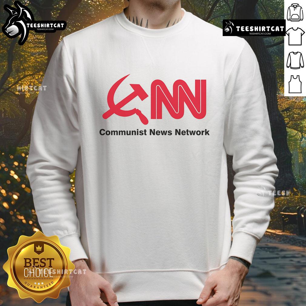 Alt Text: Official Communist News Network Sweatshirt featuring bold logo design, perfect for fans of political apparel.