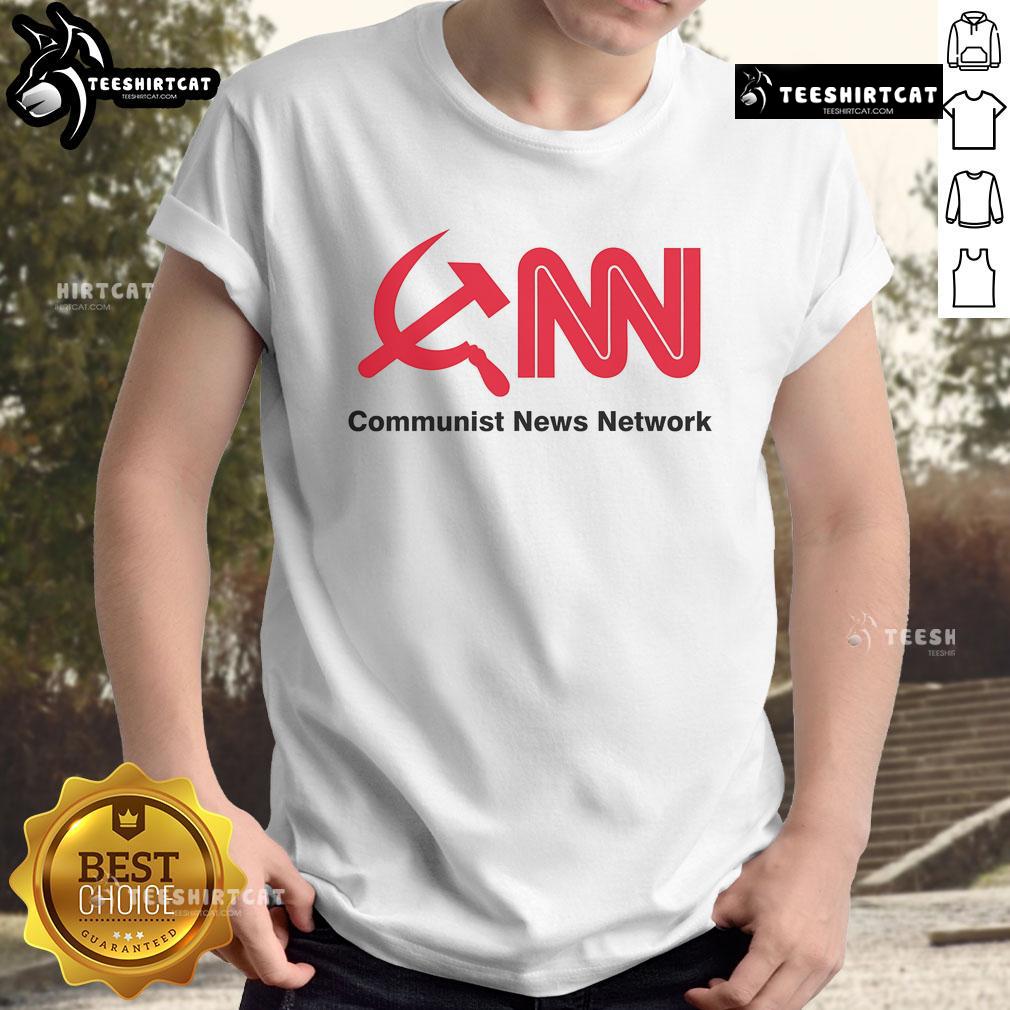 Official Communist News Network T-Shirt featuring bold graphics and vibrant colors for political statement apparel.