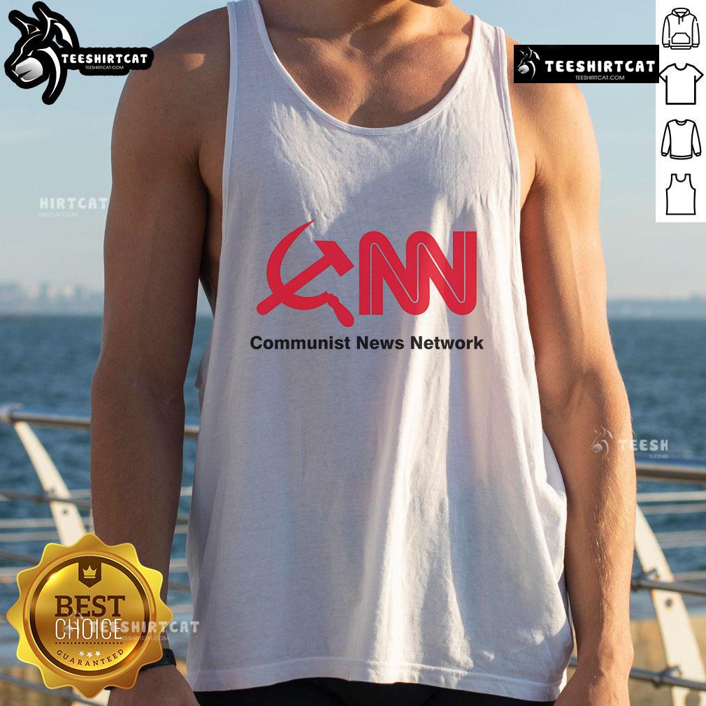 Official Communist News Network tank top featuring bold logo design, perfect for supporters of communist ideals and fashion.