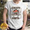 Official Creepy Pasta Funny Pasta T-Shirt featuring playful pasta graphics and spooky themes, perfect for fans of horror humor.