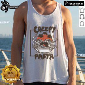 Official Creepy Pasta Funny Pasta tank top featuring a humorous design, perfect for fans of quirky horror-themed apparel.