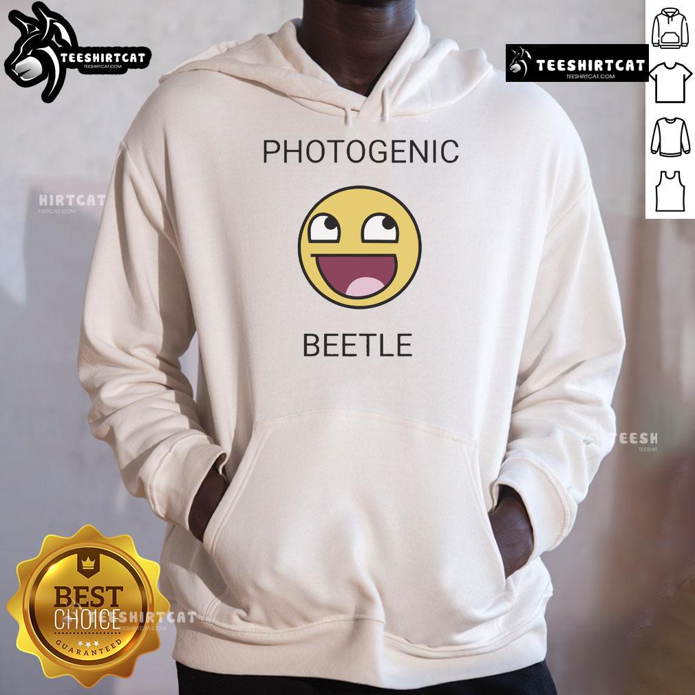 Smiley meme beetle hoodie design featuring a vibrant official face graphic, perfect for casual wear and meme lovers.