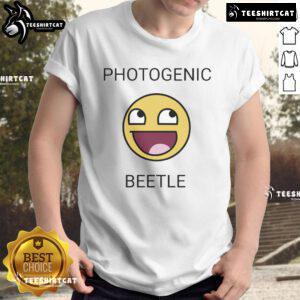 Official Face Smiley Meme Photogenic Beetle T-Shirt featuring a vibrant smiley beetle graphic on a stylish tee.