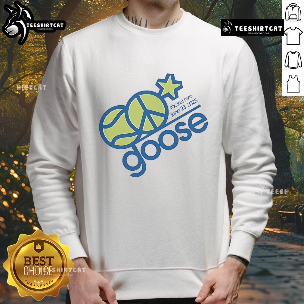 Official Goose Racket NYC June 23, 2025 sweatshirt featuring stylish design and vibrant colors for fans and collectors.