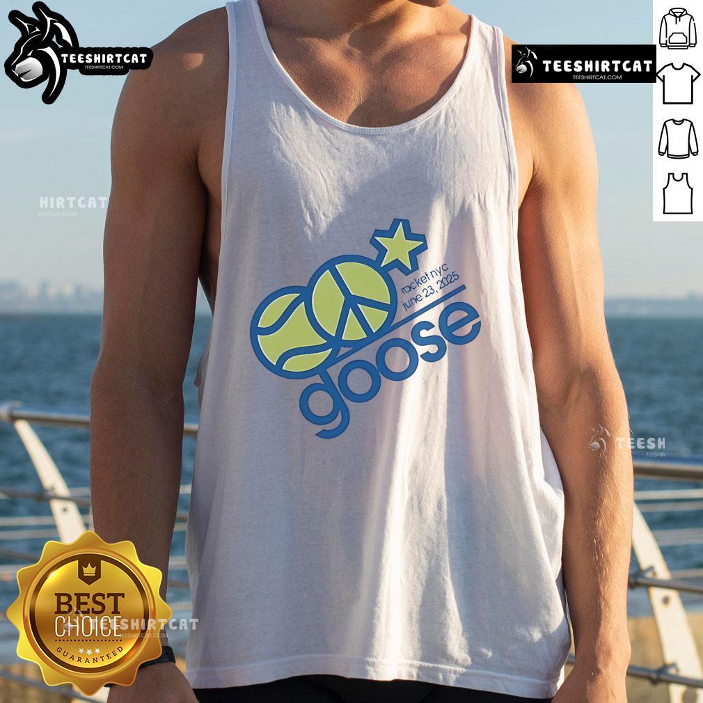 Official Goose Racket NYC June 23, 2025 tank top featuring vibrant design and logo for summer fashion.
