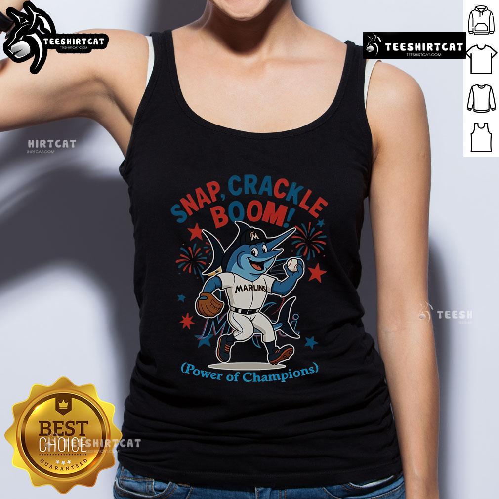 Official Miami Marlins Snap Crackle Boom Independence Day tank top featuring vibrant team colors and festive design.