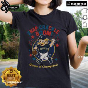 Official Milwaukee Brewers Snap Crackle Boom Power of Champions Independence Day Ladies Tee showcasing team spirit.