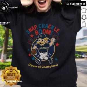 Official Milwaukee Brewers Snap Crackle Boom Independence Day sweatshirt featuring champion graphics and festive design.