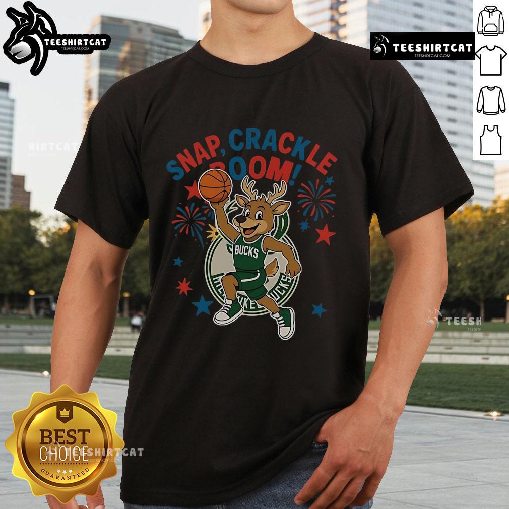 Alt Text: Milwaukee Bucks Snap Crackle Boom Independence Day T-Shirt showcasing team spirit and champion pride for fans.