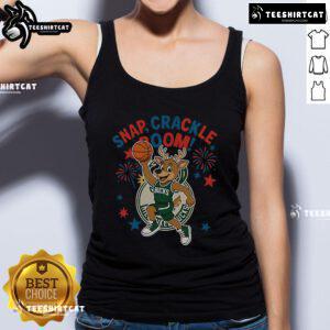Official Milwaukee Bucks Snap Crackle Boom Independence Day tank top featuring team colors and logo, perfect for summer wear.