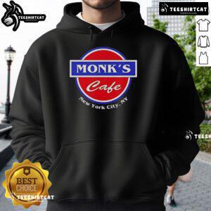 Alt Text: Cozy Official Monks Cafe hoodie featuring NYC design, perfect for fans of New York City and stylish casual wear.