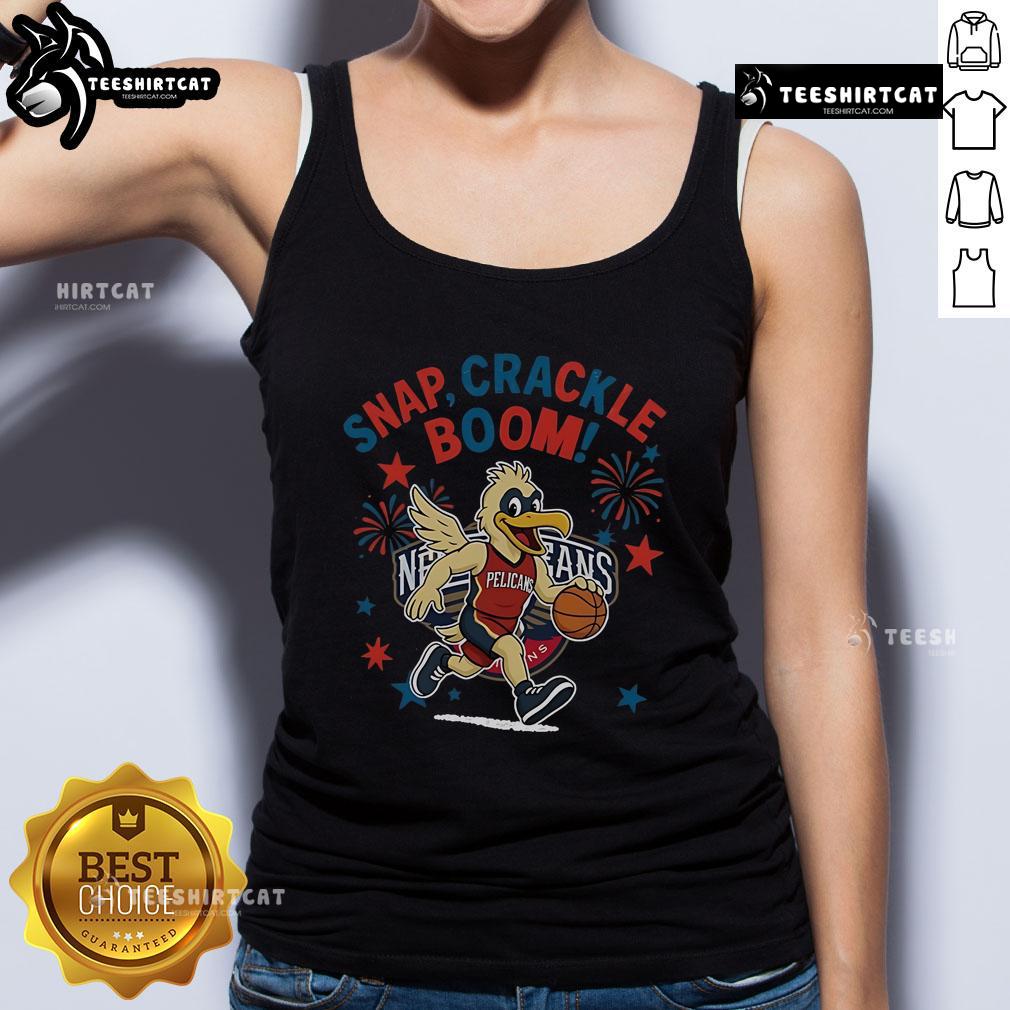 Official New Orleans Pelicans Snap Crackle Boom Independence Day tank top featuring vibrant team colors and design.