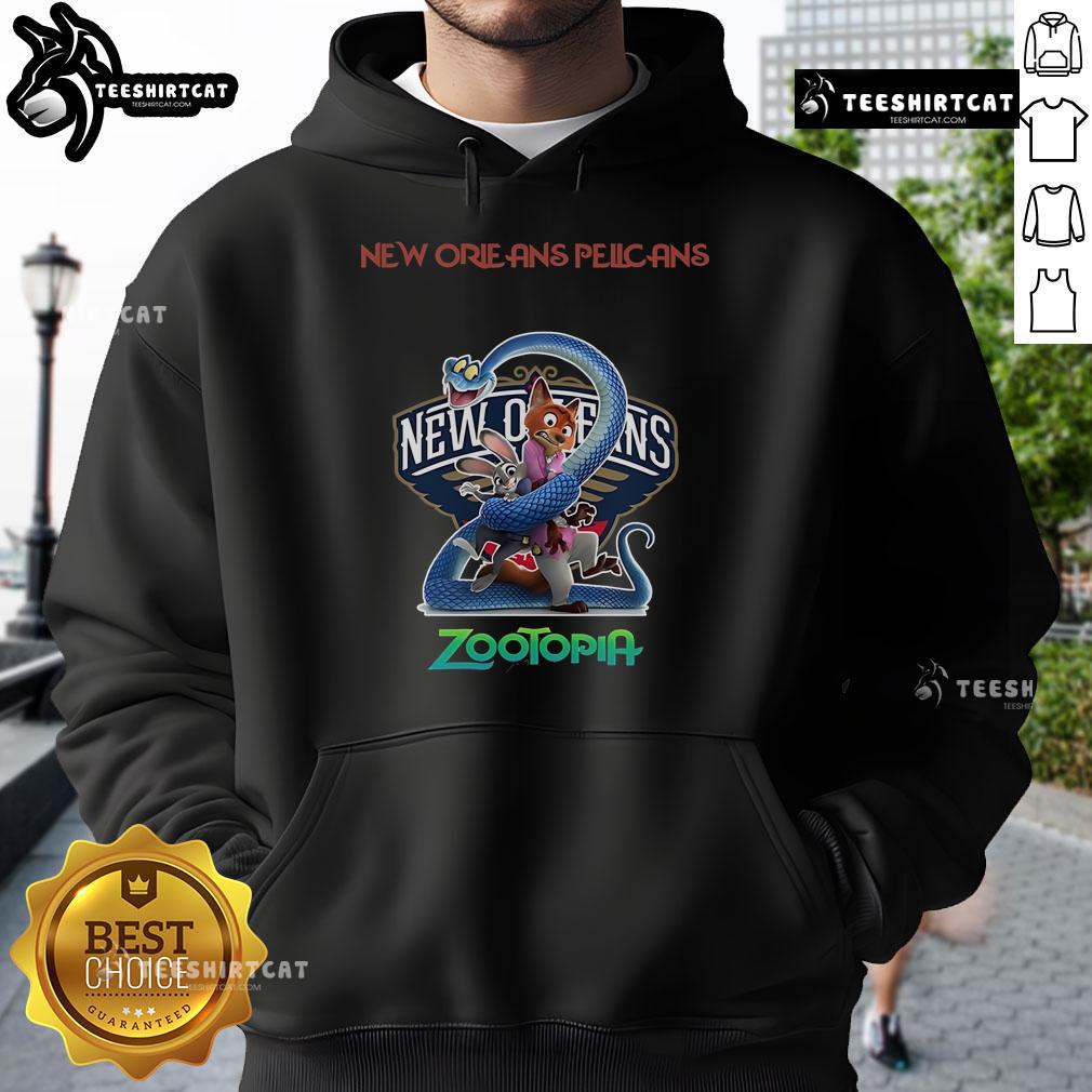 Official New Orleans Pelicans Zootopia 2 Hoodie featuring vibrant graphics and team logo, perfect for fans.