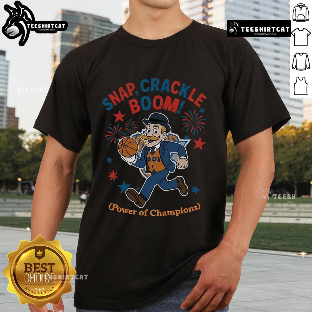 Alt Text: Official New York Knicks Snap Crackle Boom Independence Day T-Shirt featuring vibrant team graphics and patriotic design.
