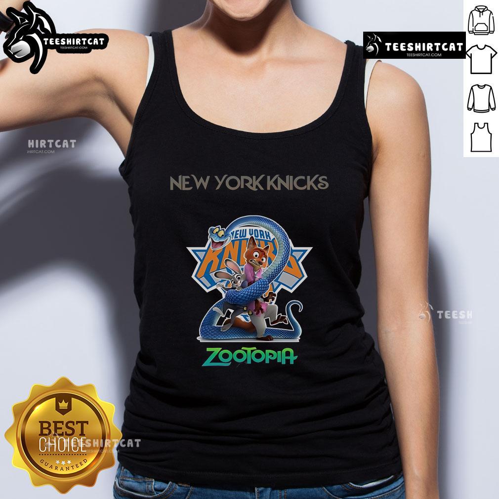 Official New York Knicks Zootopia 2 tank top featuring vibrant graphics and team colors, perfect for fans and summer wear.