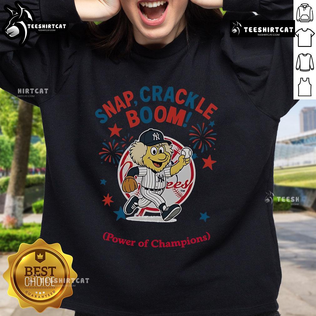 Official New York Yankees Snap Crackle Boom Independence Day sweatshirt showcasing team pride and festive spirit.