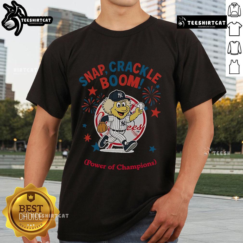 Official New York Yankees Independence Day T-Shirt featuring 'Snap Crackle Boom' design for champions.