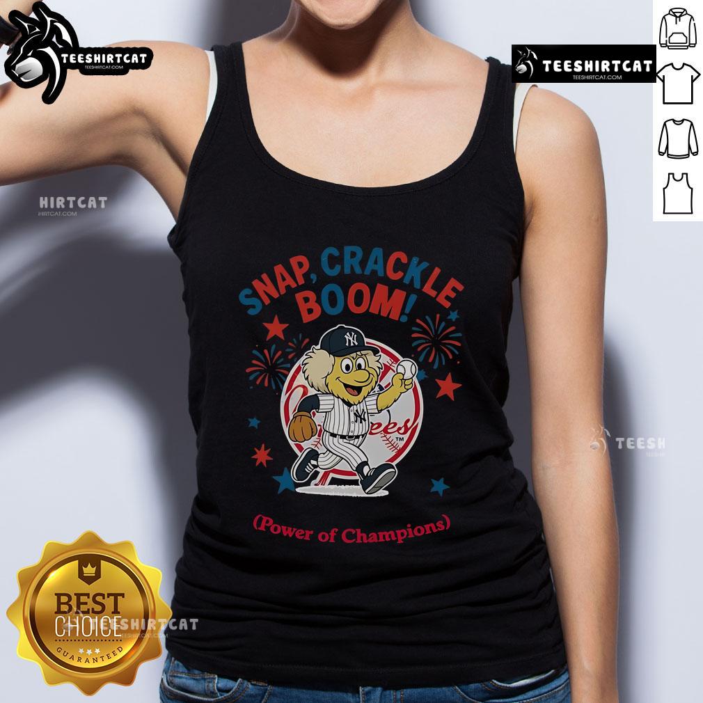 Official New York Yankees Snap Crackle Boom Independence Day tank top featuring champions logo and festive design.