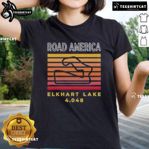 Official Nightfall Road America Elkhart Lake Ladies Tee featuring a stylish design for motorsport enthusiasts.