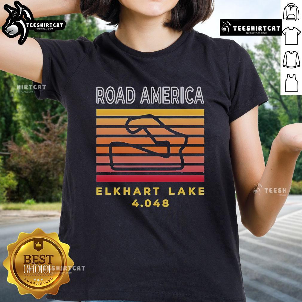 Official Nightfall Road America Elkhart Lake Ladies Tee featuring a stylish design for motorsport enthusiasts.