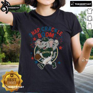 Official Oakland Athletics Snap Crackle Boom Independence Day Ladies Tee showcasing team pride and festive spirit.