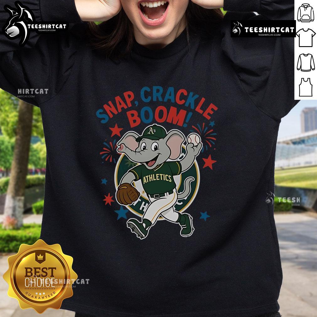 Alt Text: Official Oakland Athletics Snap Crackle Boom Independence Day sweatshirt featuring vibrant team colors and champion design.