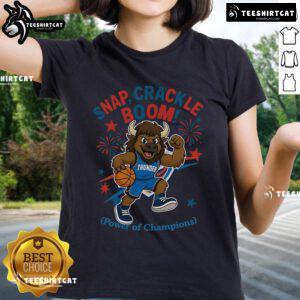 Alt Text: Oklahoma City Thunder Snap Crackle Boom Independence Day Ladies Tee featuring vibrant team colors and festive design.