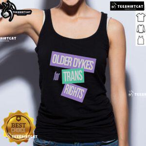 Alt Text: Official Older Dykes for Trans Rights tank top featuring a bold design supporting trans rights and inclusion.