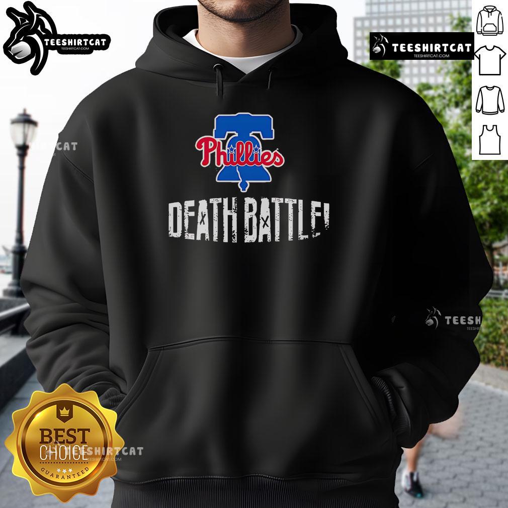 Official Philadelphia Phillies Death Battle Hoodie featuring team colors and logo, perfect for fans and cold weather.