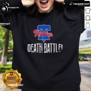 Official Philadelphia Phillies Death Battle Sweatshirt featuring bold team graphics and comfortable design for fans.