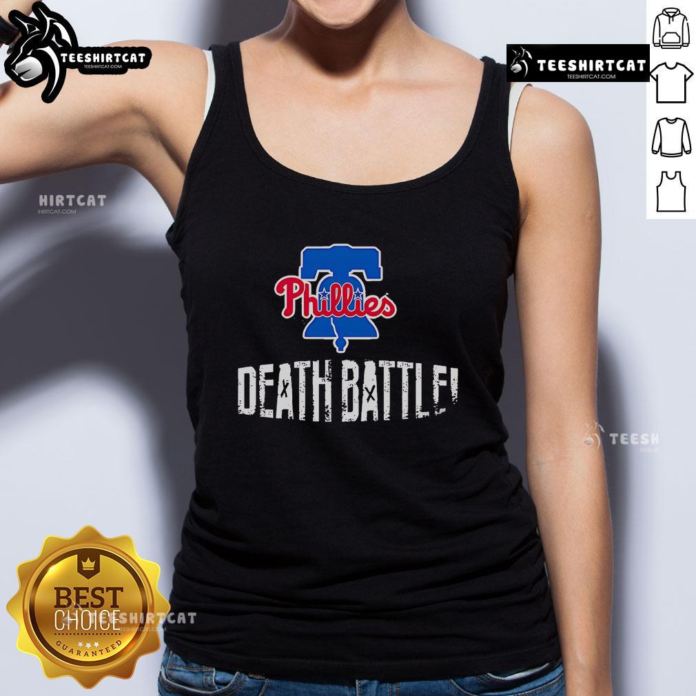 Alt Text: Official Philadelphia Phillies Death Battle Tank Top featuring team colors and logo, perfect for game day attire.