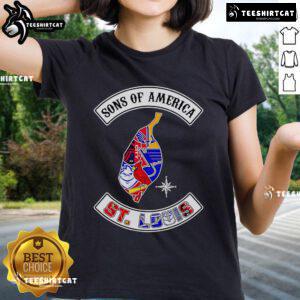 Alt Text: Official Sons Of America St. Louis Sports Ladies Tee featuring vibrant design and comfortable fit for fans.