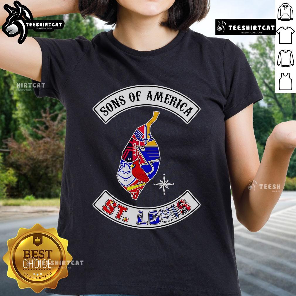 Alt Text: Official Sons Of America St. Louis Sports Ladies Tee featuring vibrant design and comfortable fit for fans.
